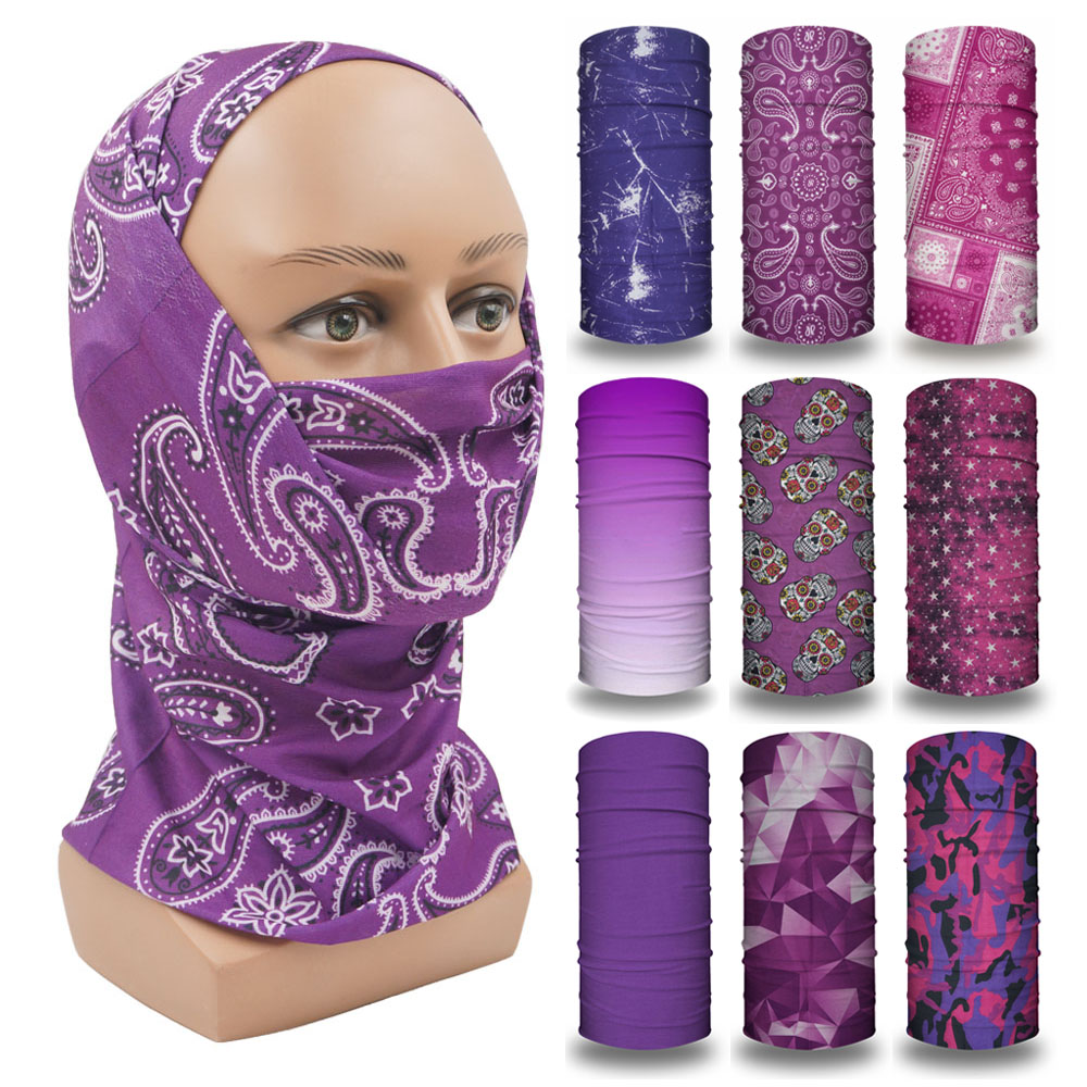 Head Gear Running - Purple Balaclava Women Running Camping Headband