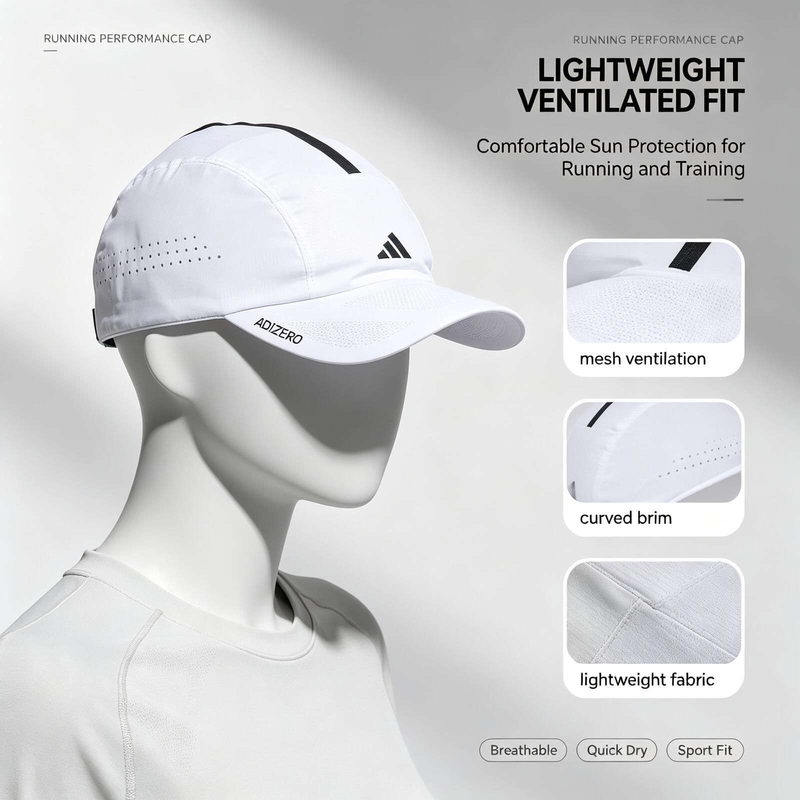 Adidas White Running Cap Light - đánh giá và giá Running Cap Mesh